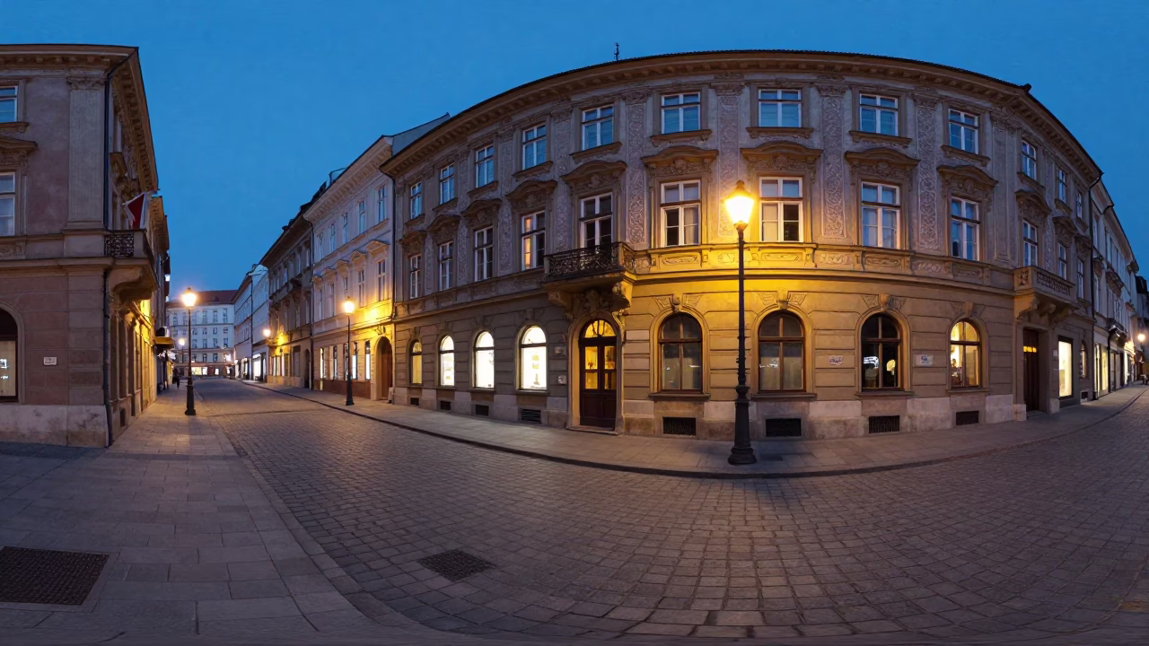 Vienna Austria street scene at dusk with historic architecture and evening ambiance in in Vienna, Austria