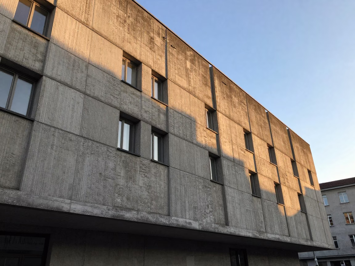 Vienna Brutalist Architecture at Golden Hour in in Vienna, Austria