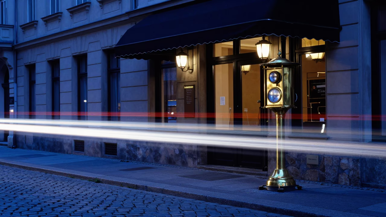 Vienna Headlight Streaks at The Last Blue Light Of Evening in in Vienna, Austria