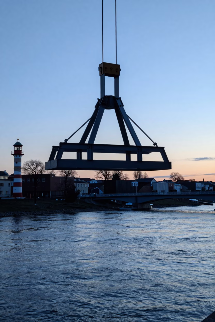 Vienna Maintenance Cradle at Nautical Dawn Light in in Vienna, Austria