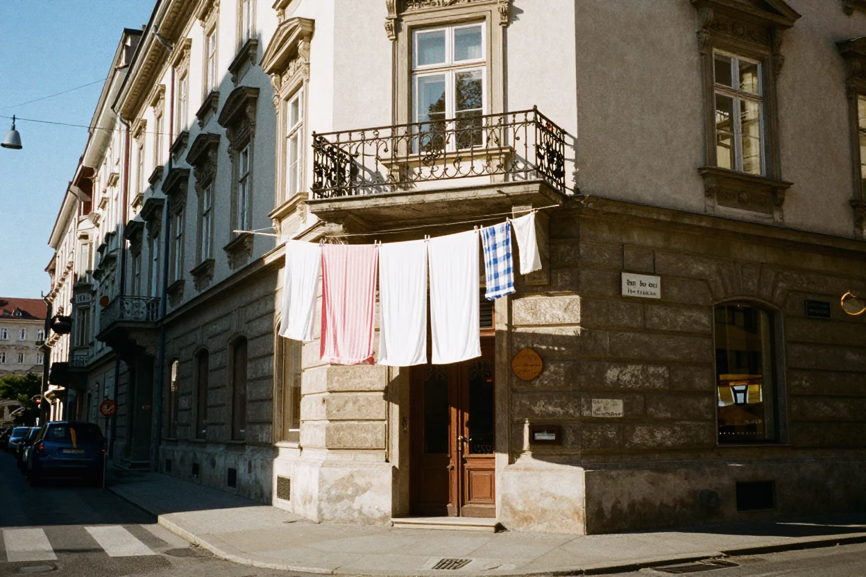 Vienna Street Scene at Late Morning Light in in Vienna, Austria