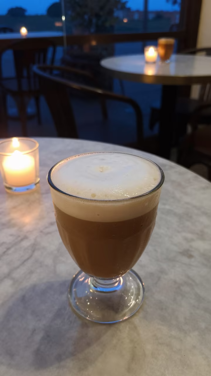 Vietnamese Egg Coffee on Marble Table in on a marble cafe table in Fort, Colombo