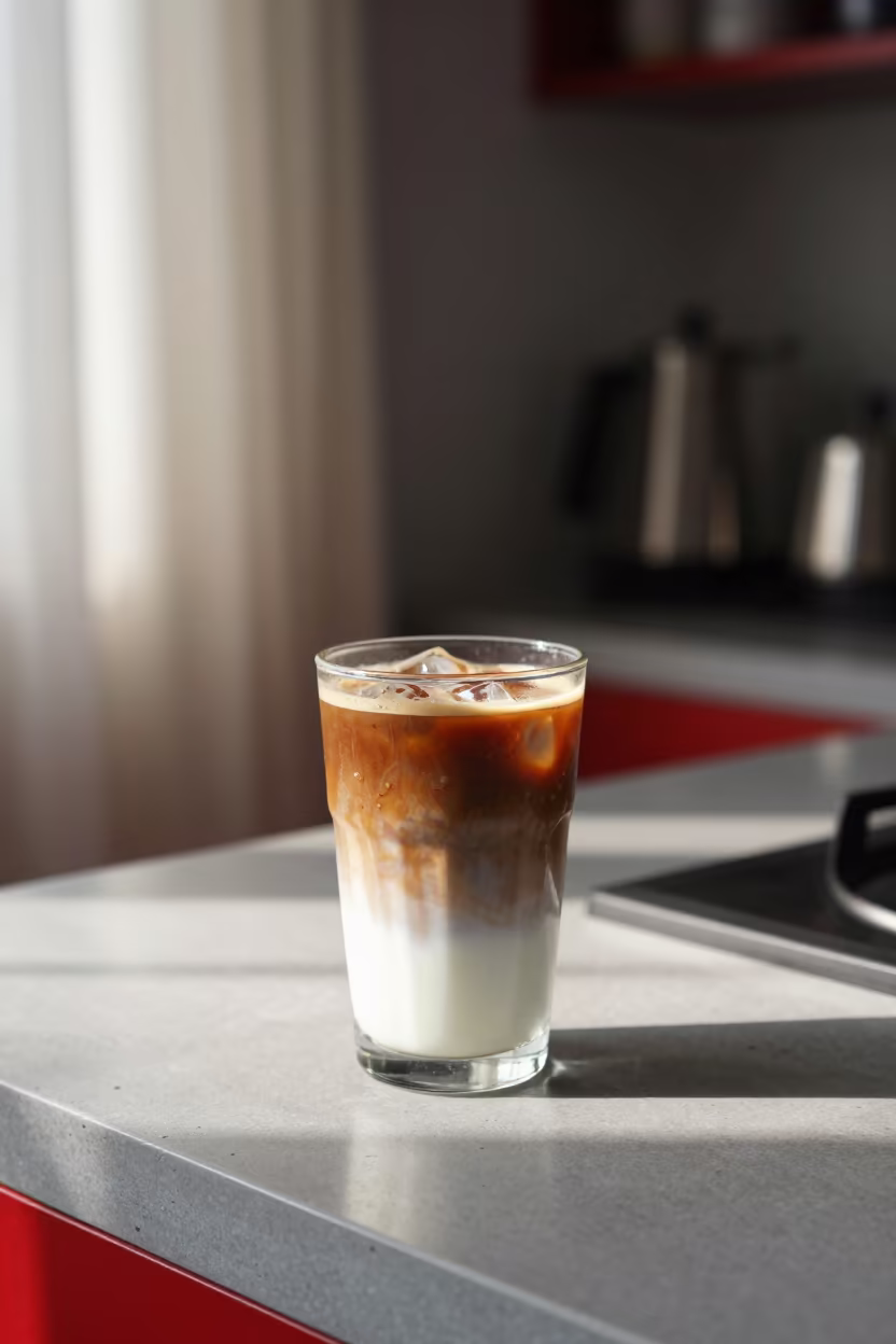 Vietnamese Iced Coffee on Bandung Kitchen Counter in on a kitchen worktop in Bandung
