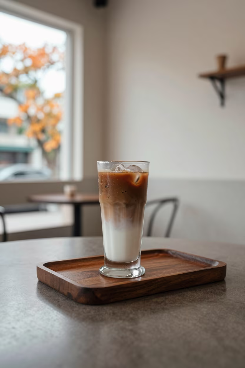 Vietnamese Iced Coffee on Porto Alegre Tray in on a tea house tray in Porto Alegre