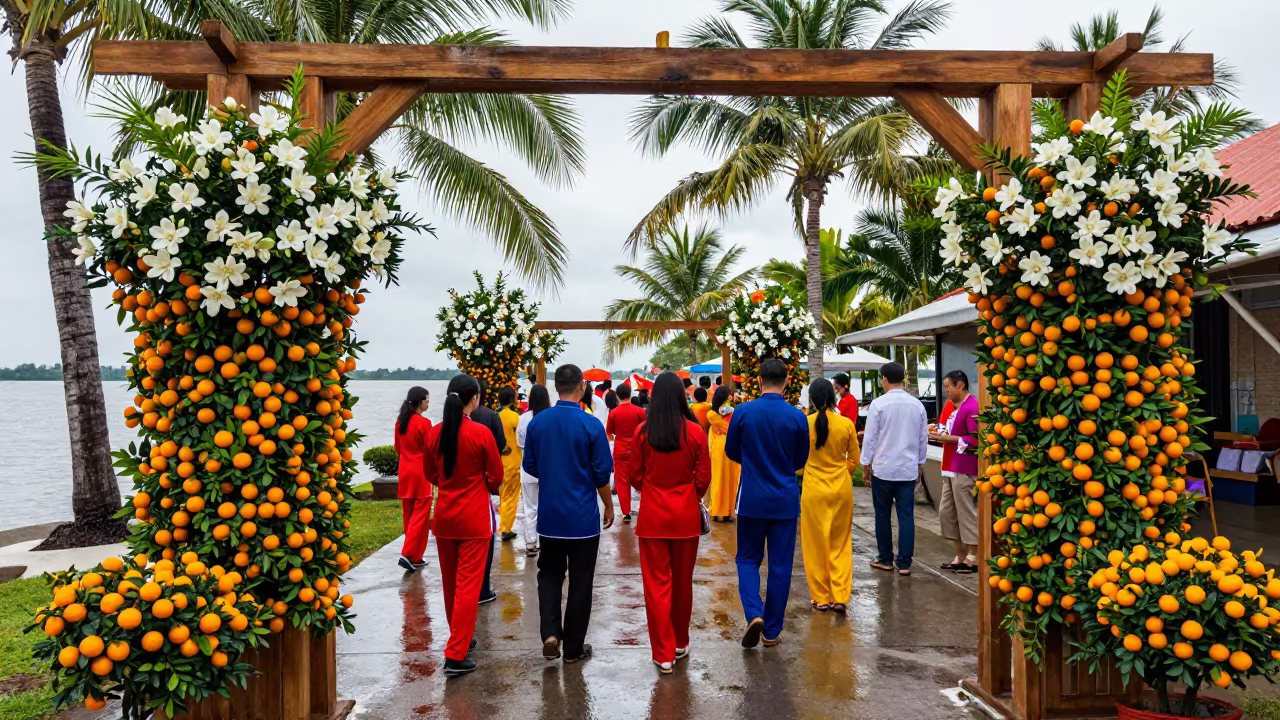 Vietnamese Tet Festival Kumquat Trees Waterfront Jacksonville in at a waterfront celebration in Jacksonville