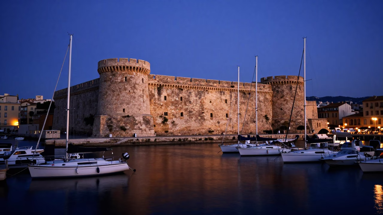 Vieux Port in Marseille at Twilight in in Marseille, France