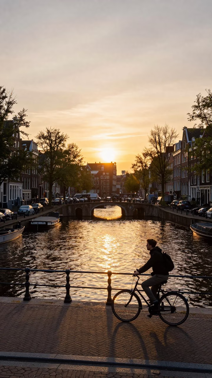 View in Amsterdam at Golden Hour in in Amsterdam, Netherlands