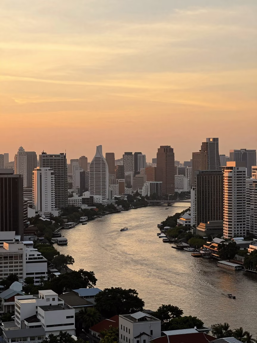 View in Bangkok at Golden Hour in in Bangkok, Thailand