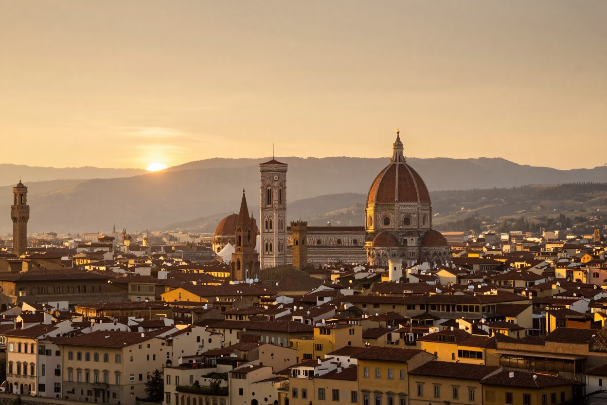 View in Florence at Golden Hour in in Florence, Italy