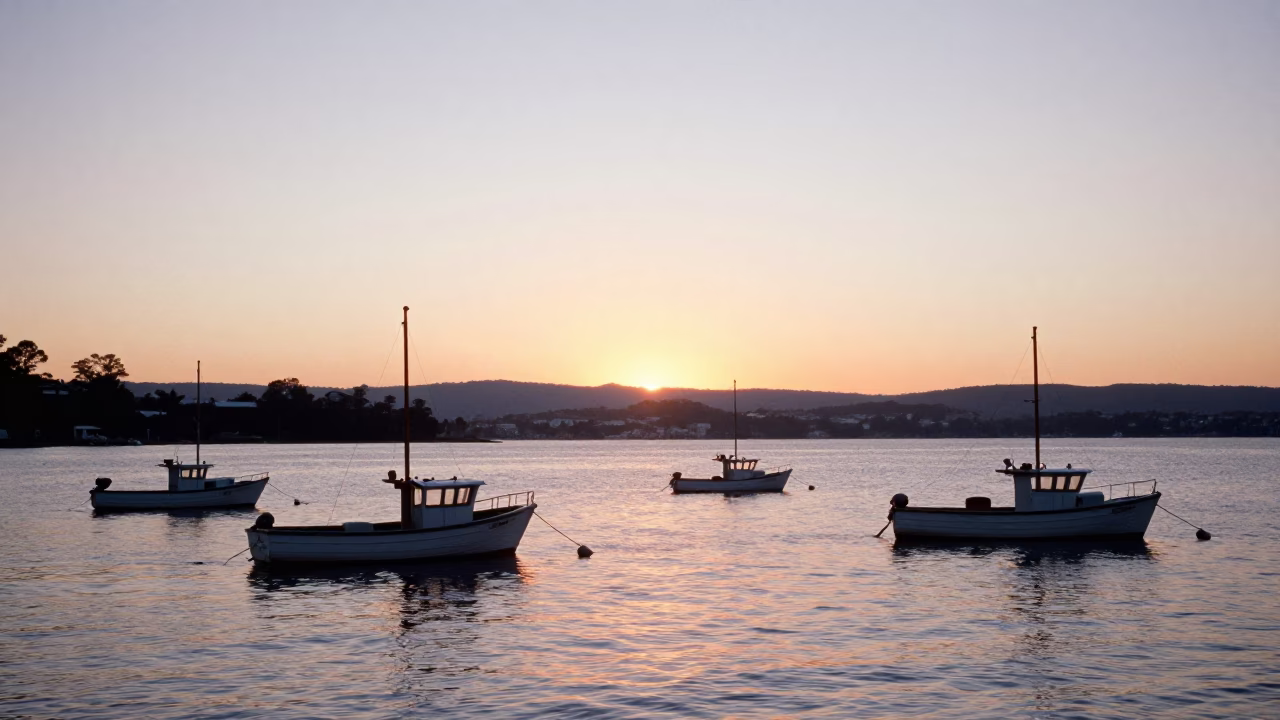 View in Hobart at Sunset Light in in Hobart, Tasmania, Australia