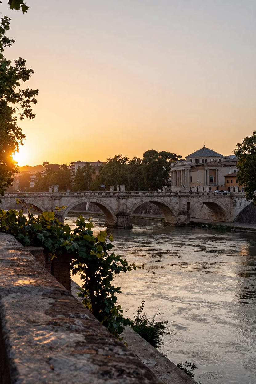 View in Rome at Sunset Light in in Rome, Italy