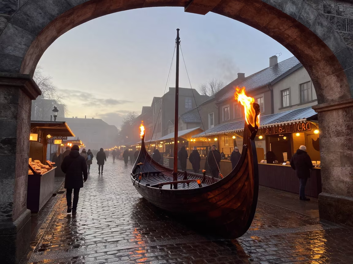 Viking Parade at Hue Market Dawn in at a night market near Hue