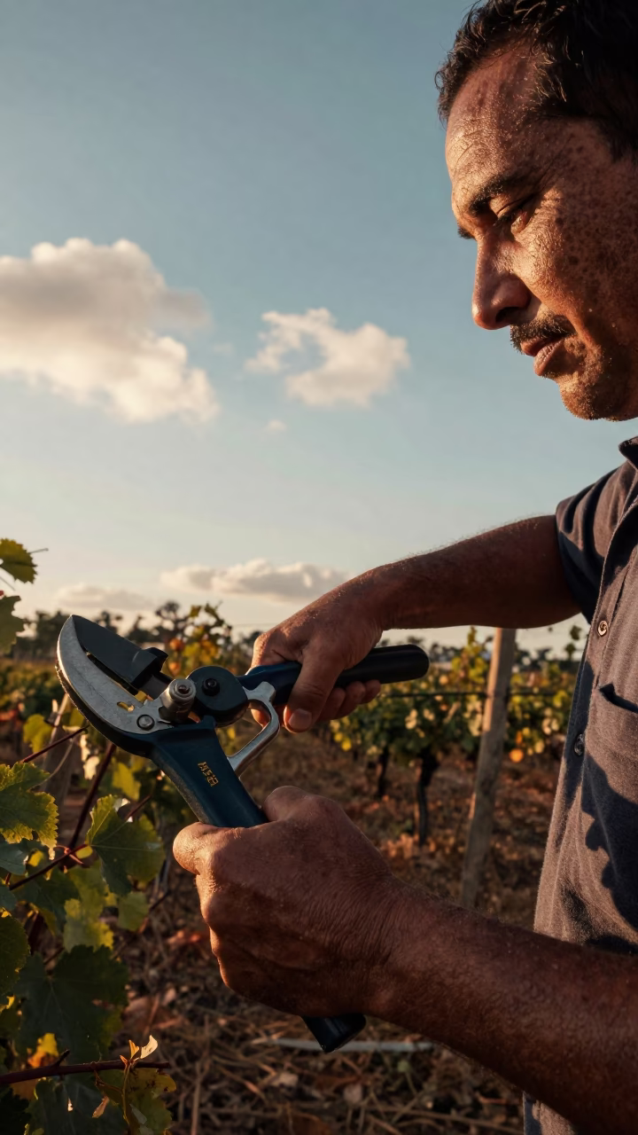 Vineyard Pruner Portrait Before Dawn in Salvador in in Salvador