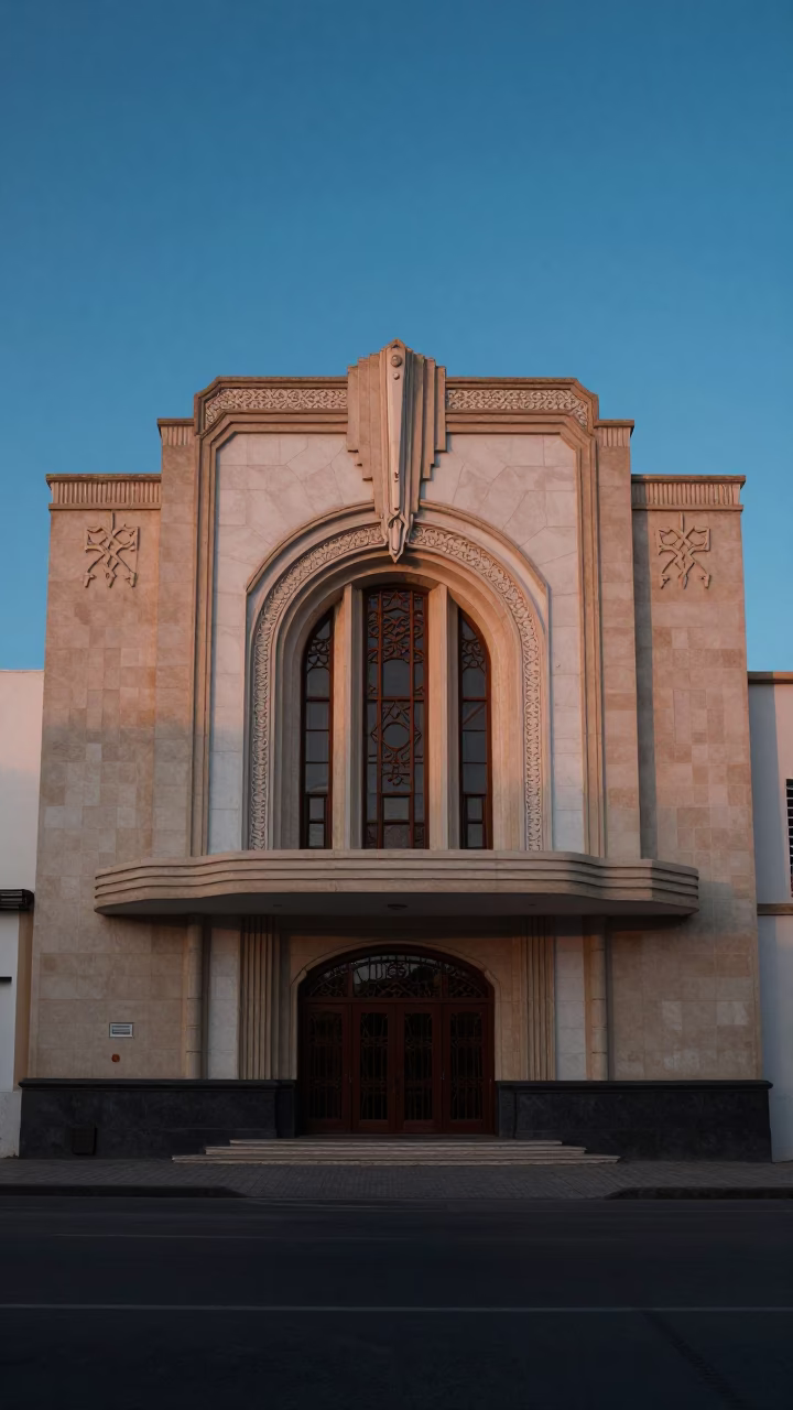 Vintage 1950s Art Deco Cinema Facade in Pre-Dawn Tunis Tunisia in in Tunis, Tunisia