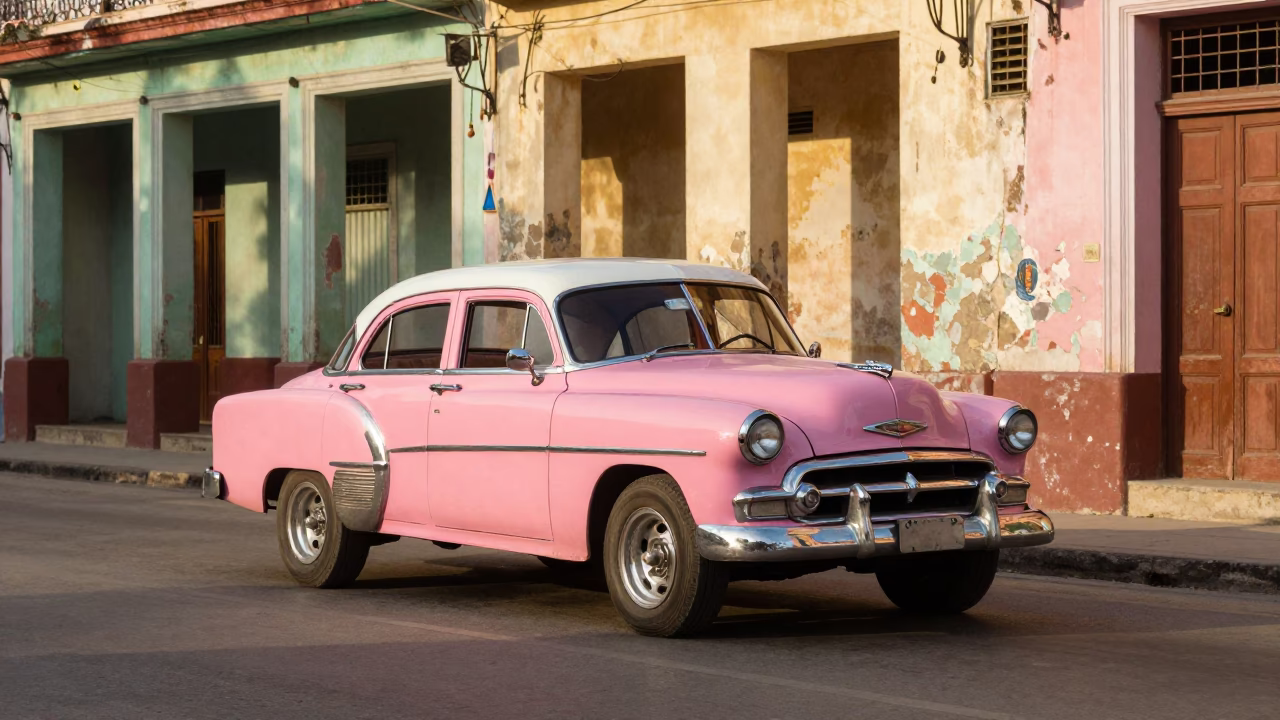 Vintage 1950s Chevrolet Cruising Havana Cuba Late Afternoon Street Scene in in Havana, Cuba