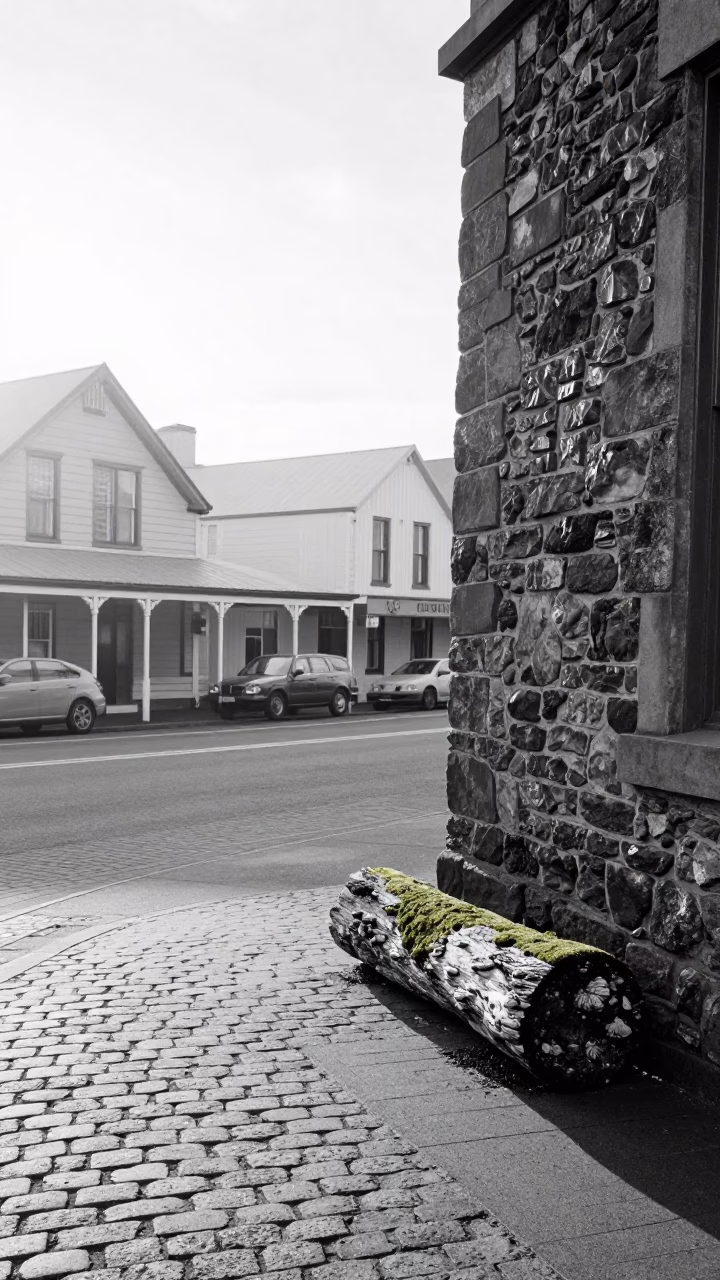 Vintage 1950s Christchurch Street Scene with Bracket Fungus Detail in in Christchurch, New Zealand