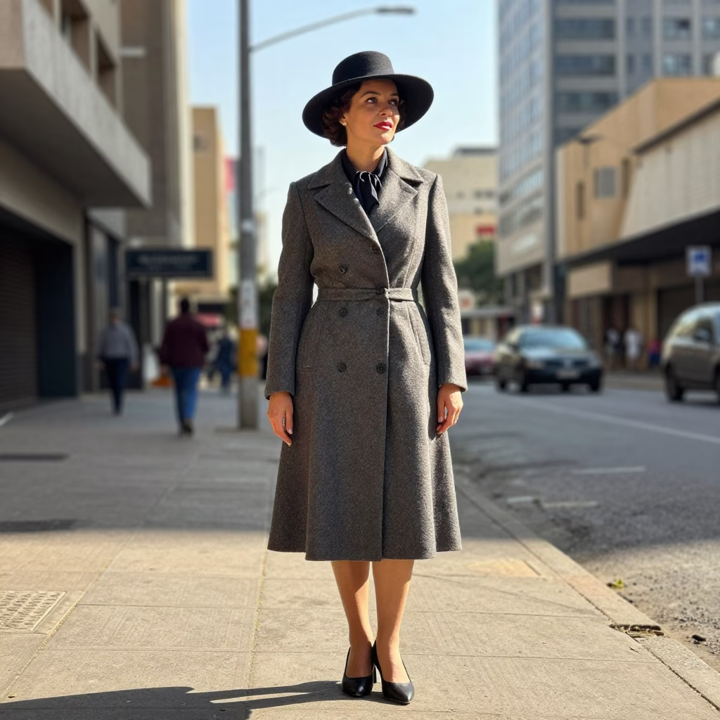 Vintage 1950s High Fashion Street Style in Johannesburg Late Morning in in Johannesburg, South Africa