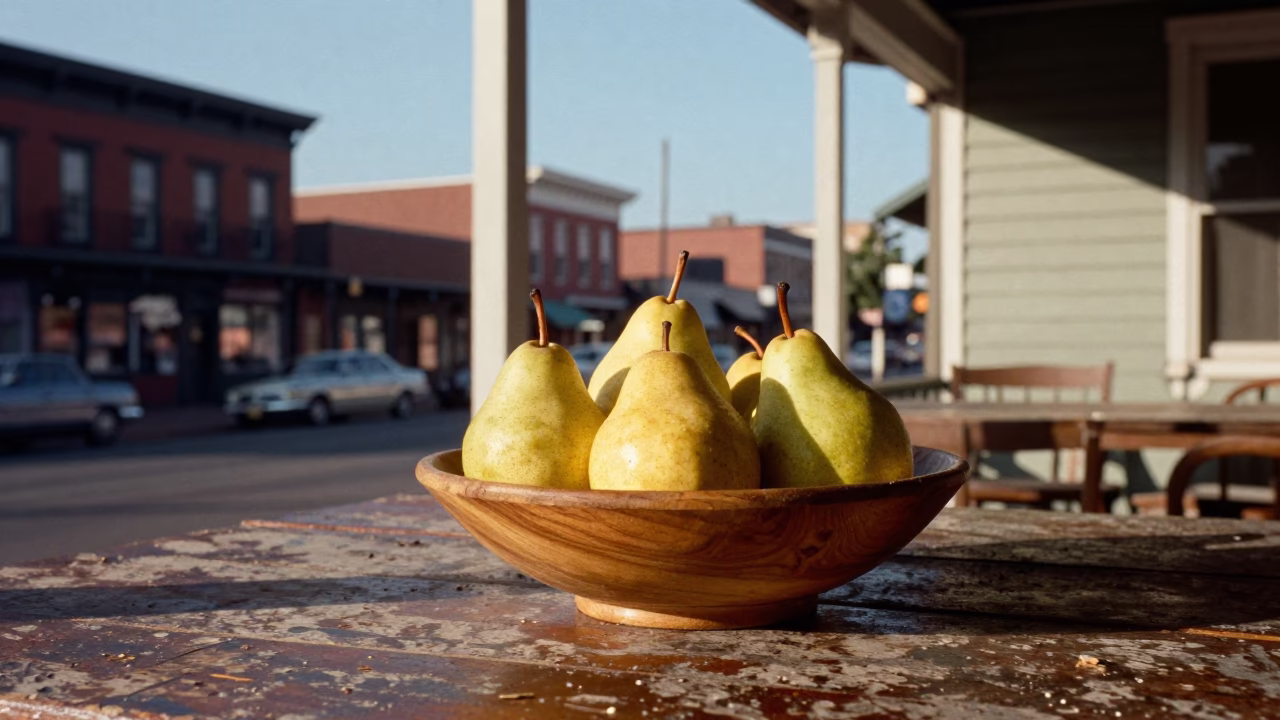 Vintage 1950s Nashville Tennessee street scene with fruit bowl and dust brush on porch in in Nashville, Tennessee, United States