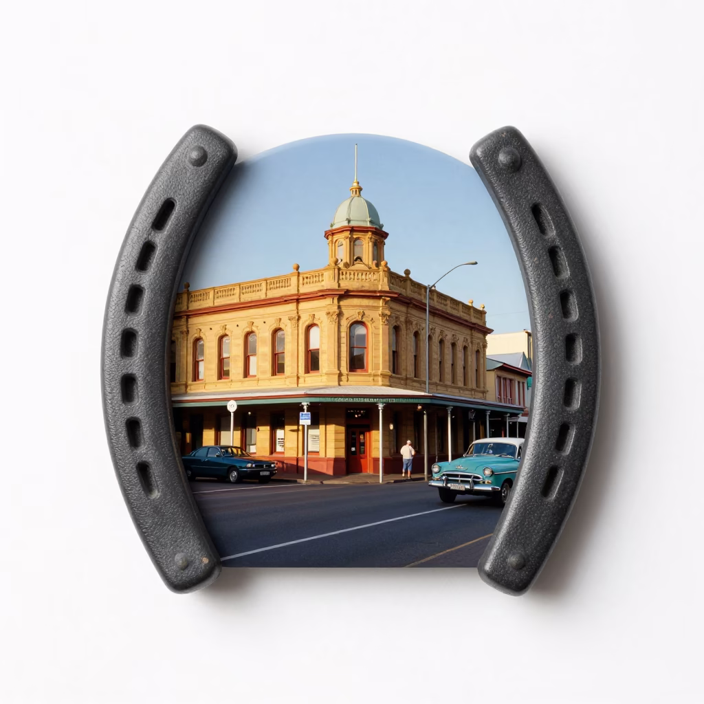 Vintage 1950s Perth Street Scene with Horseshoe Magnet and Drawer Pull in in Perth, Western Australia, Australia