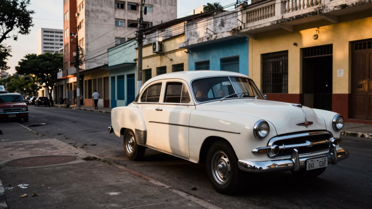 Vintage 1950s São Paulo Street Scene with Sunlight and Local Life in in São Paulo, Brazil