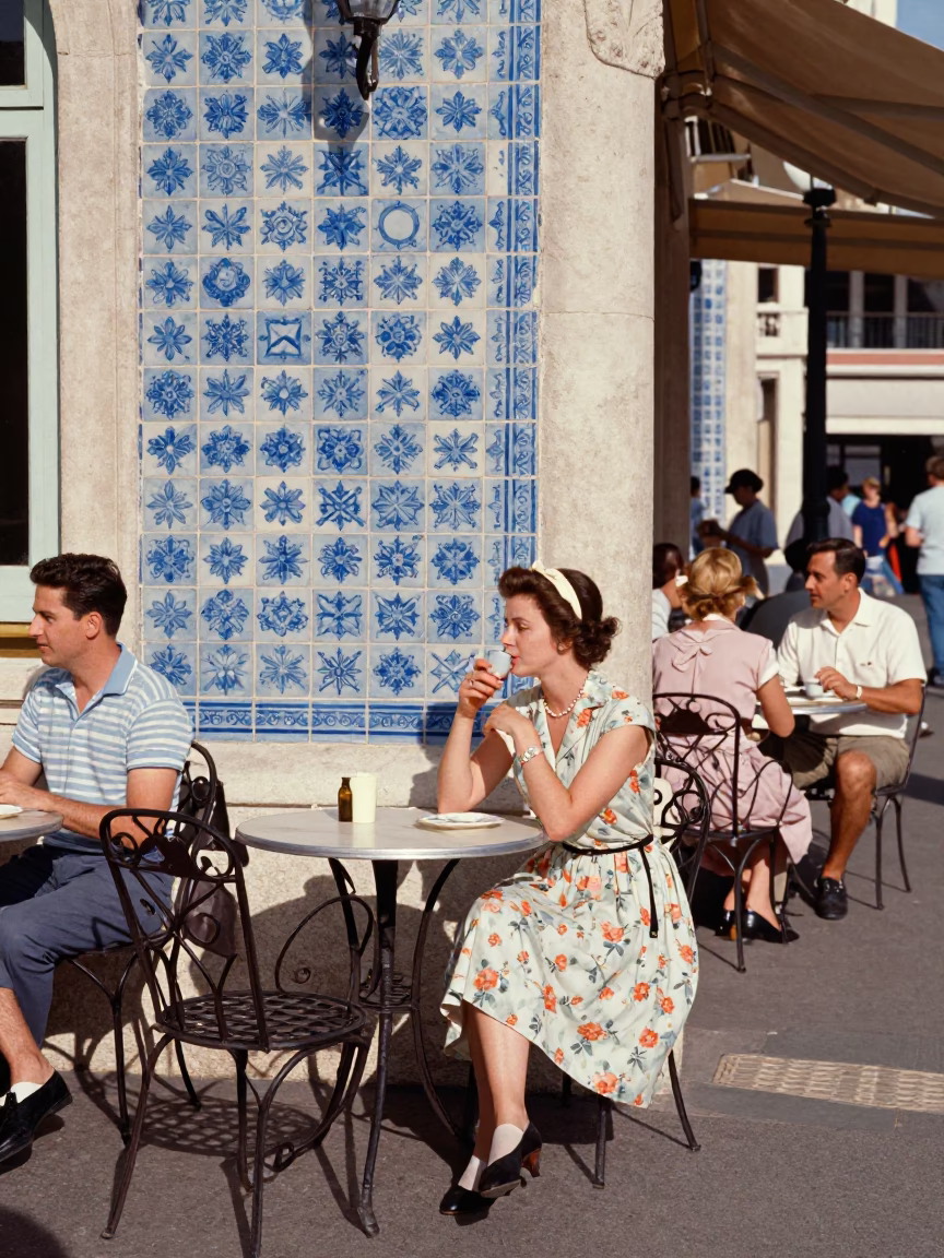 Vintage 1950s Street Scene in Nice France with Diamond Ring and Fruit Tarts in in Nice, France