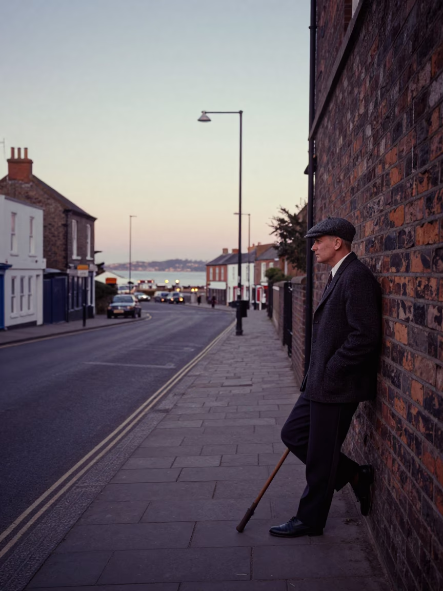 Vintage 1960s Bristol Dawn Street Scene with Crowbar and Rusty Bottle Neck in in Bristol, United Kingdom