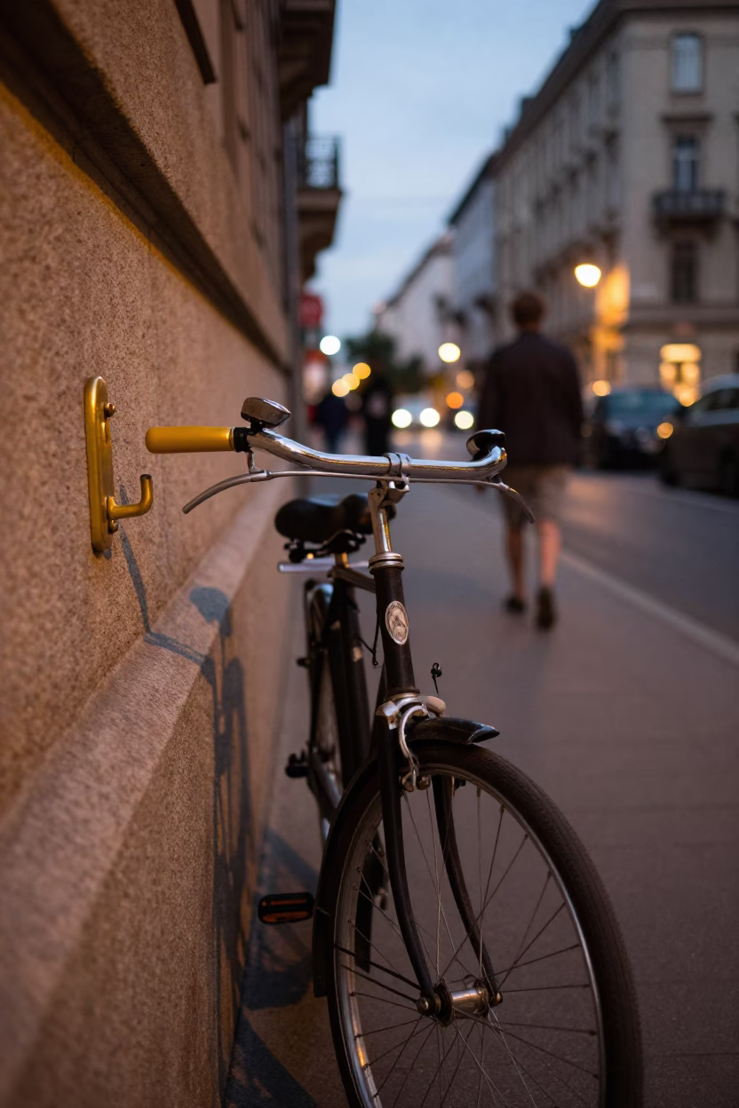 Vintage 1960s Budapest street scene with brass handle and canisters near Danube in in Budapest, Hungary