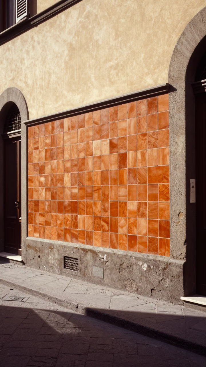Vintage 1960s Florence Street Scene with Ceramic Tiles and Linen Bucket in in Florence, Italy