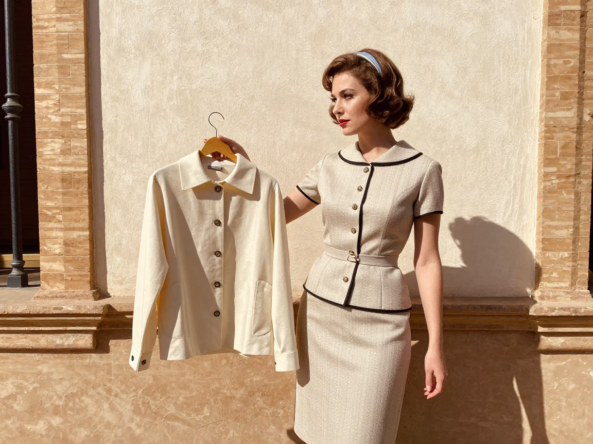 Vintage 1960s High Fashion Portrait in Seville Spain Midmorning Sunlight in in Seville, Spain