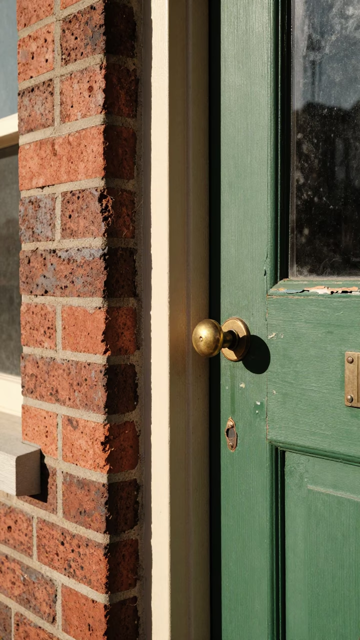 Vintage 1960s Hobart Street Scene with Doorknob Detail and Local Life in in Hobart, Tasmania, Australia