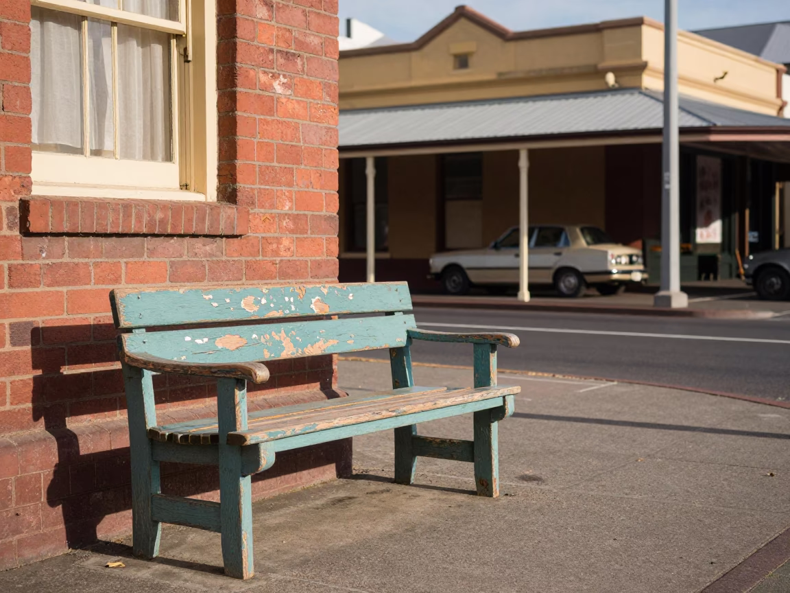 Vintage 1960s Hobart Street Scene with Scuffed Painted Wood and Local Color in in Hobart, Tasmania, Australia