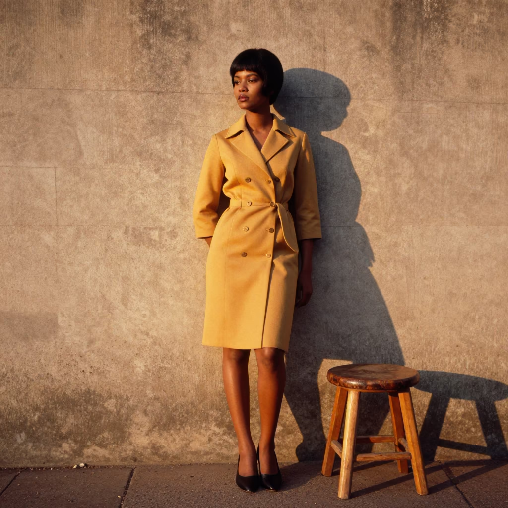 Vintage 1960s Johannesburg High Fashion Portrait in Honeyed Evening Light in in Johannesburg, South Africa