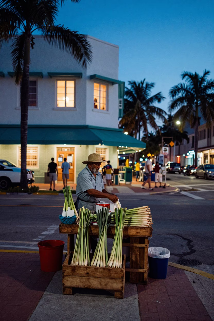 Vintage 1960s Miami Evening Street Scene with Window Light and Lemongrass Details in in Miami, Florida, United States