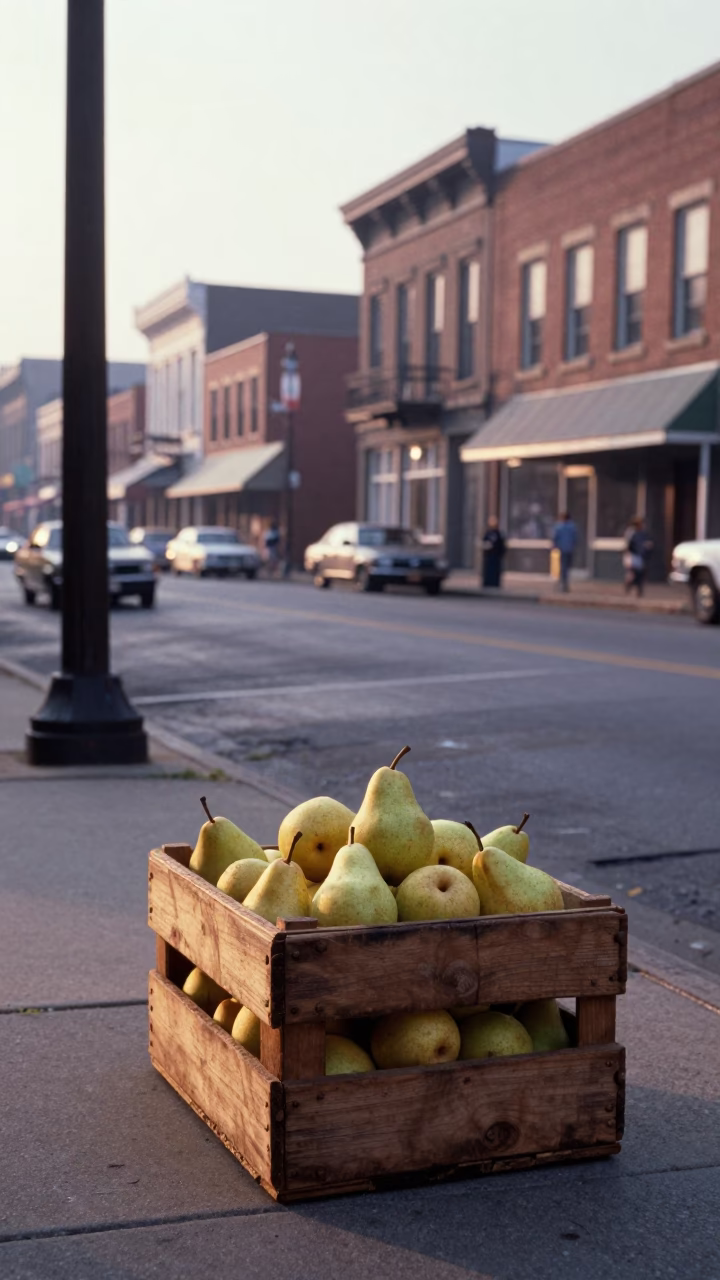 Vintage 1960s Nashville Tennessee Morning Street Scene with Pears and Twine in in Nashville, Tennessee, United States