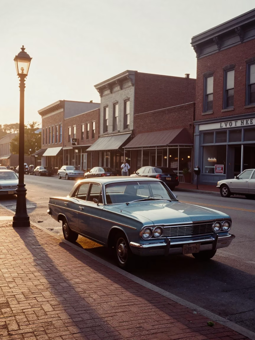 Vintage 1960s Nashville Tennessee Street Scene Early Morning Light in in Nashville, Tennessee, United States