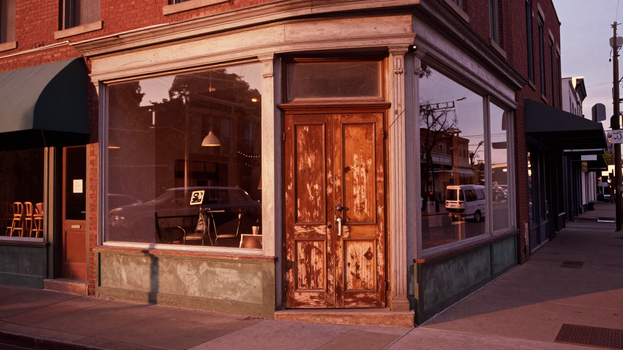 Vintage 1960s Nashville Tennessee Street Scene with Copper Dusk Light and Classic Architecture in in Nashville, Tennessee, United States