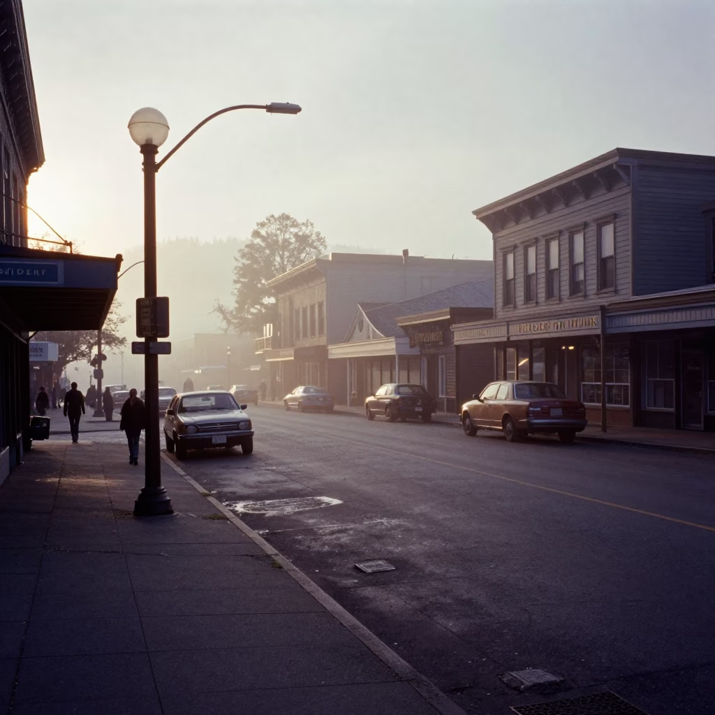 Vintage 1960s Portland Oregon Early Morning Street Scene with Local Interaction in in Portland, Oregon, United States