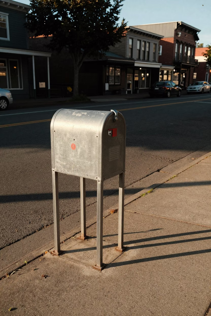 Vintage 1960s Portland Oregon Late Afternoon Street Scene with Mailbox and Ferns in in Portland, Oregon, United States