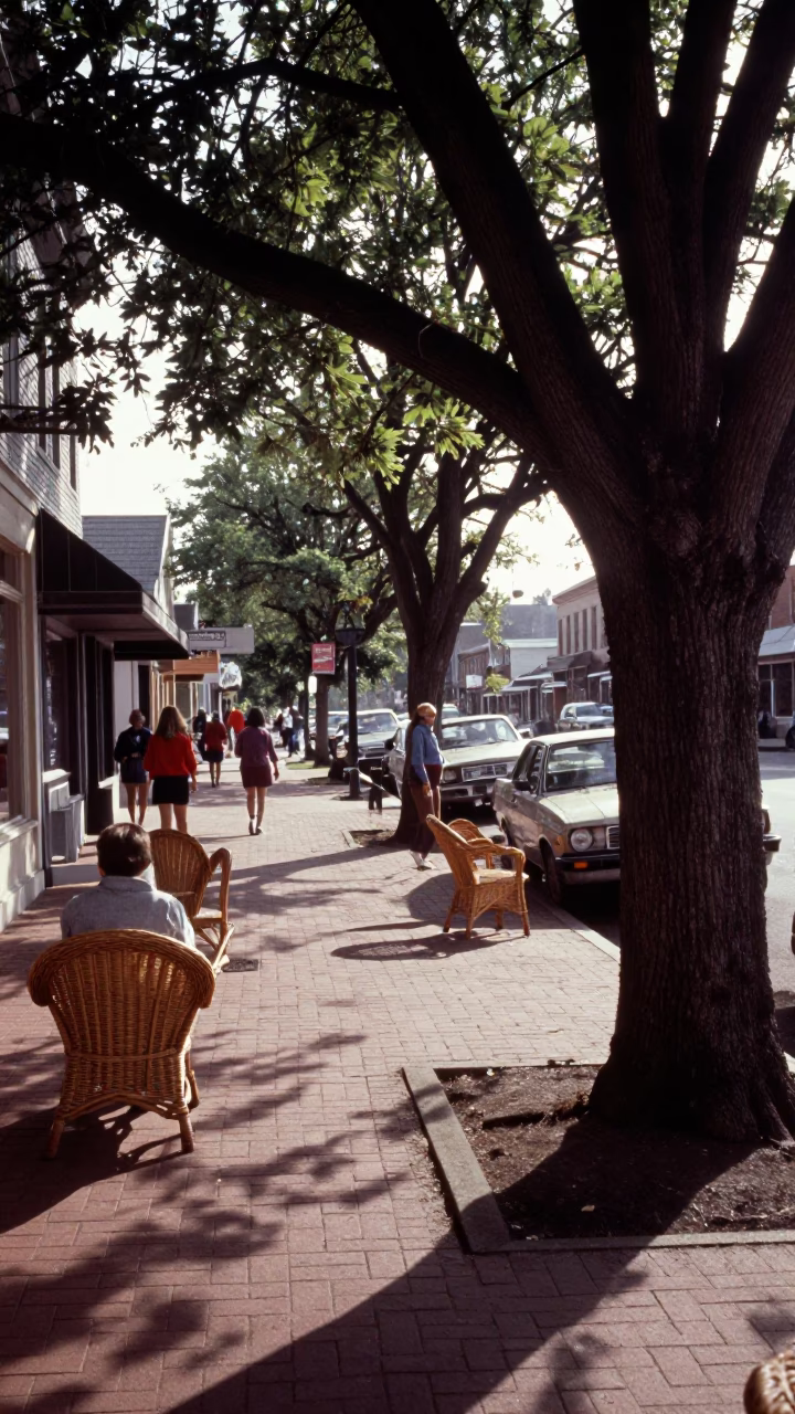 Vintage 1960s Portland Oregon Late Morning Street Scene with Wicker Shadow in in Portland, Oregon, United States