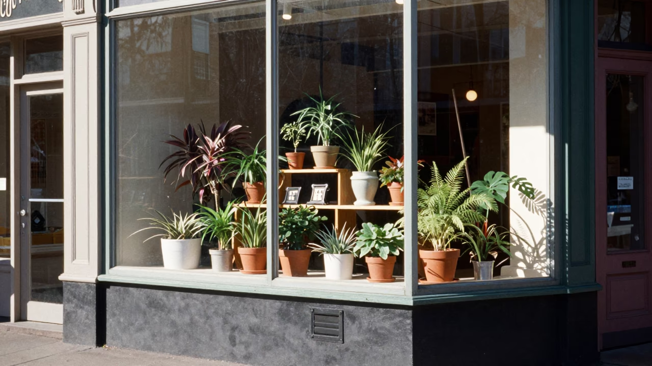 Vintage 1960s Portland Oregon Street Scene with Houseplants and Midmorning Light in in Portland, Oregon, United States