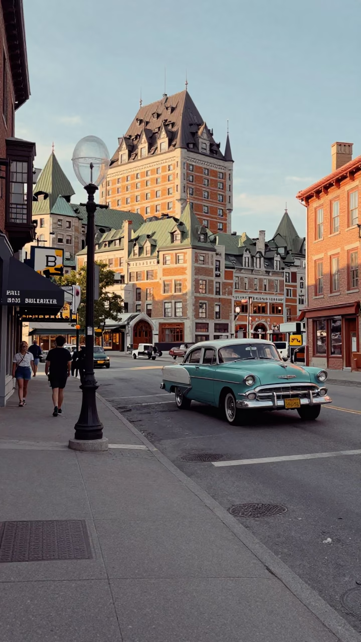 Vintage 1960s Quebec City Street Scene with Clear Glass Latch Detail in in Quebec City, Quebec, Canada