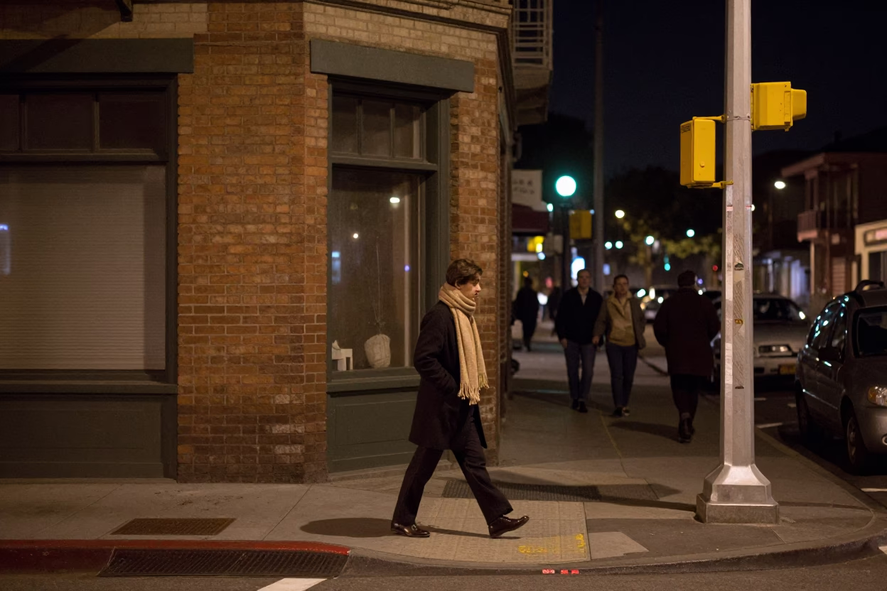 Vintage 1960s San Francisco Night Street Scene with Scarf and Candle Holder in in San Francisco, California, United States