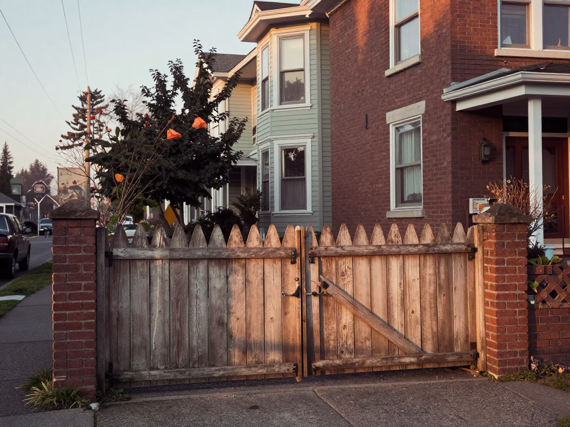 Vintage 1960s Seattle Morning Street Scene with Garden Gate and Doormat in in Seattle, Washington, United States