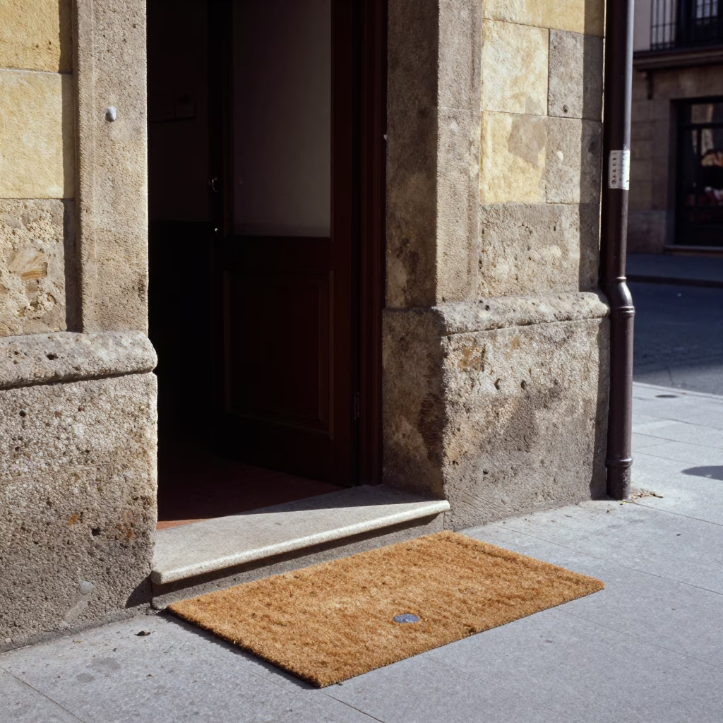 Vintage 1960s Street Scene in Bilbao Spain with Doormat and Local Daily Life in in Bilbao, Spain