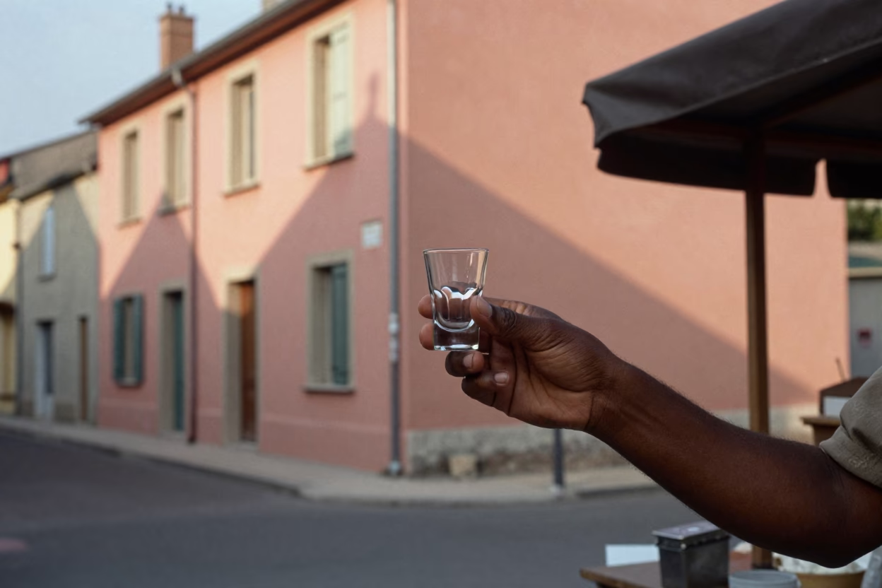Vintage 1960s Street Scene in Nice France Late Afternoon with Glass Tumbler in in Nice, France