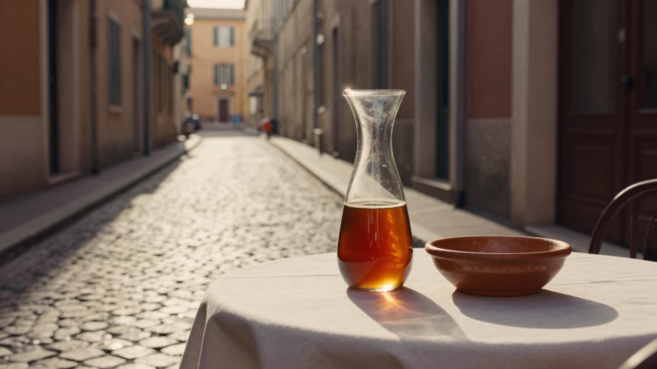 Vintage 1960s Street Scene in Nice France with Glass Carafe and Terracotta Bowl in in Nice, France
