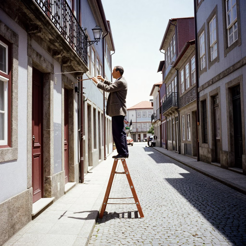 Vintage 1960s Street Scene in Porto Portugal Noon Light in in Porto, Portugal