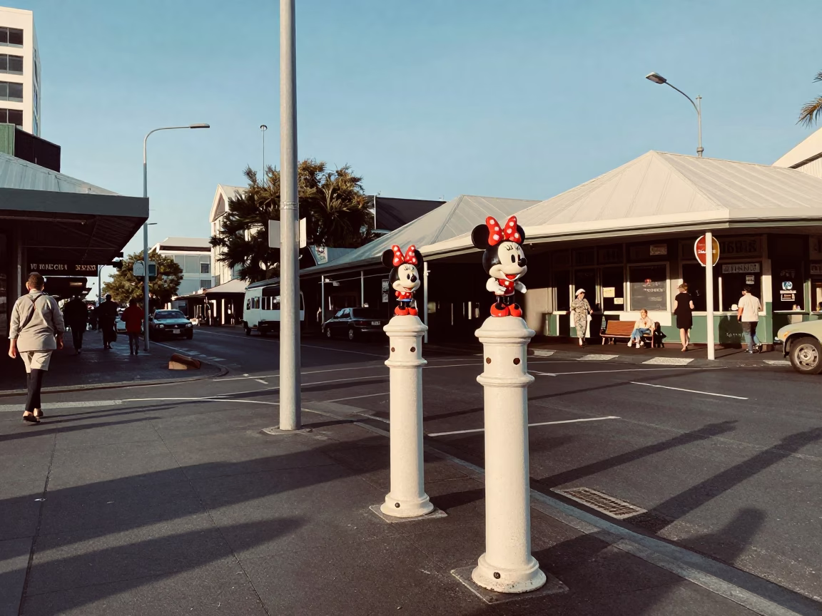 Vintage 1960s Wellington Street Scene with Minnie Birds and Trams in in Wellington, New Zealand