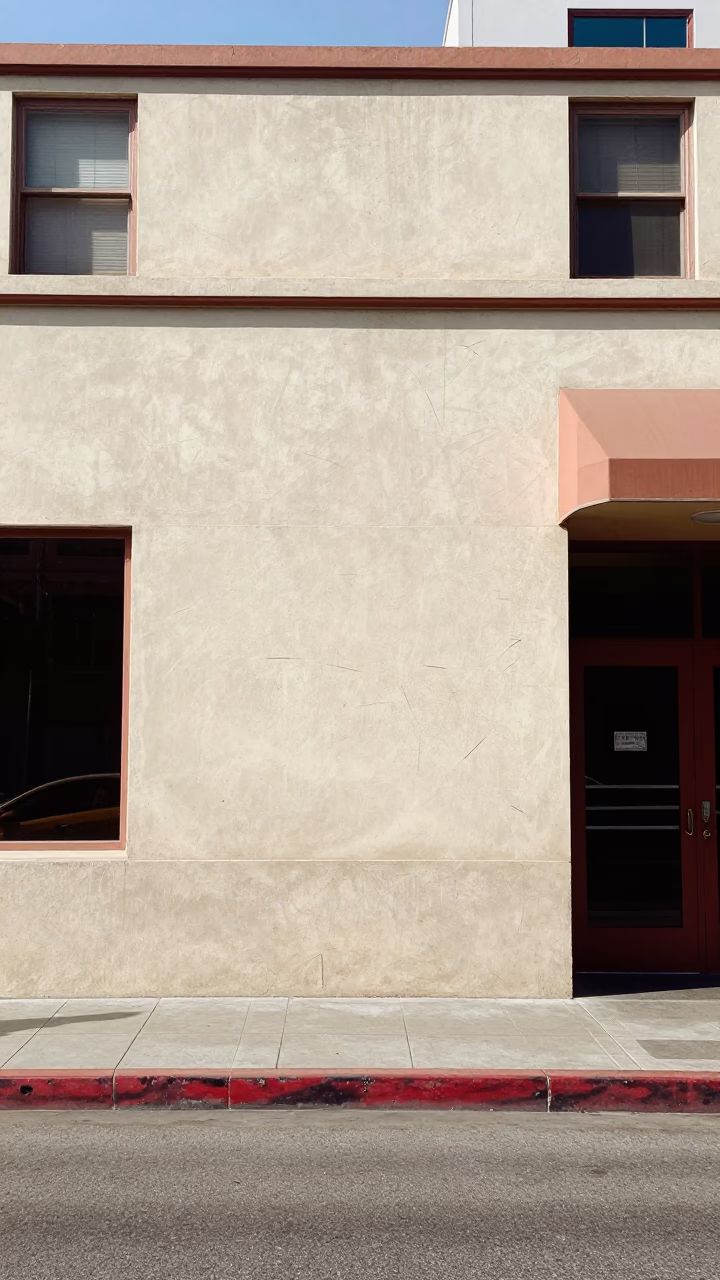 Vintage 1970s Los Angeles Street Scene with Scratched Wall and Plant Pot in in Los Angeles, California, United States