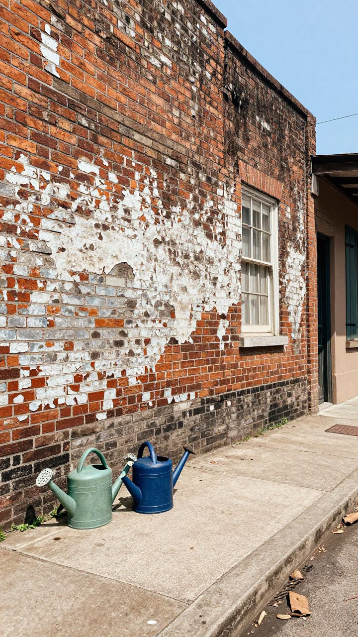 Vintage 1970s New Orleans Street Scene with Watering Cans and Local Daily Life in in New Orleans, Louisiana, United States